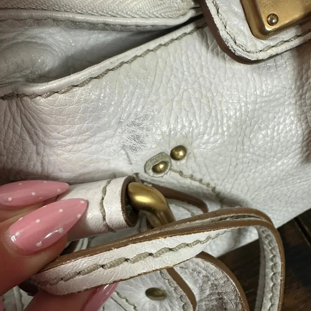 Chloe Paddington White Leather Satchel Bag Vintage Authentic - Picture 14 of 16